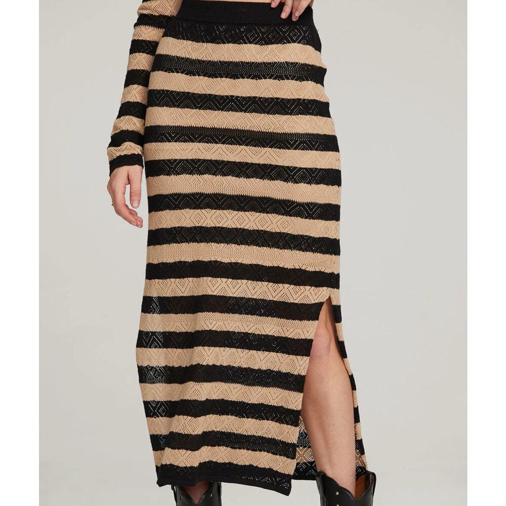 Saltwater Luxe Women's Black Stripe Mitzi's Mini Skirt NWT Size M